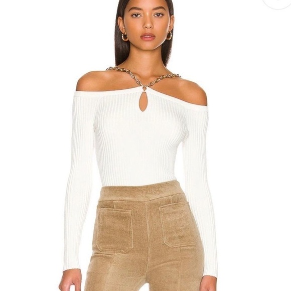 JONATHAN SIMKHAI Quinn Chain-Embellished Rib Knit Top - Picture 1 of 16